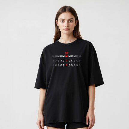 تي شيرت اسود اوفر سايز نسائي